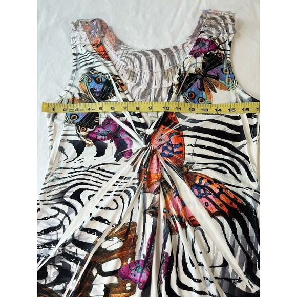 Boston Proper Blouse Top MED Multicolor Butterfly Art To Wear Fairycore - Picture 7 of 7